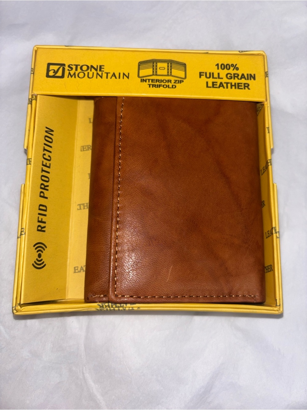 Stone Mountain Accessories Brown Full Grain Leather Trifold Wallet